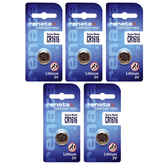 5x Renata CR1616 Lithium Knopfzelle 3V Batterie 