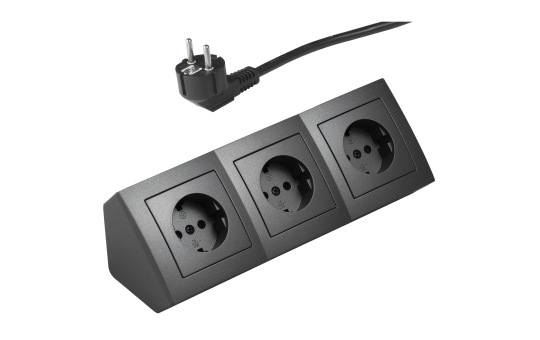 Steckdosenblock McPower ''Flair'' 250V~/16A, anthrazit, 3-fach, 2m Kabel+ Stecker