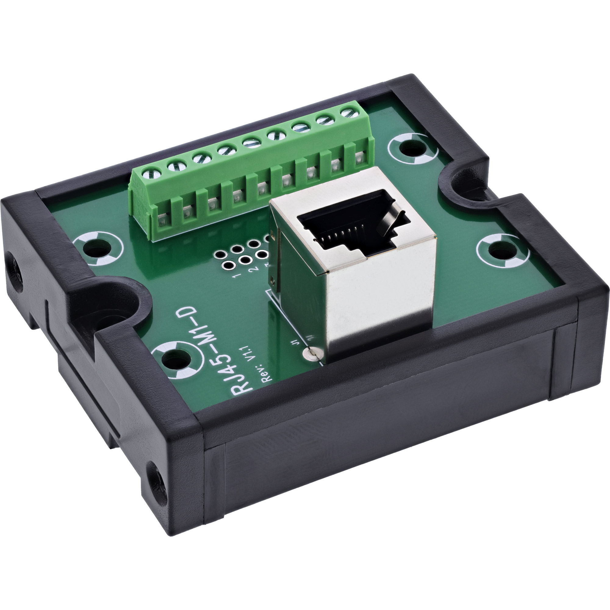 InLine® RJ45 Breakout-Buchse an 9-pol. Schraubklemme, Hutschiene, geschirmt