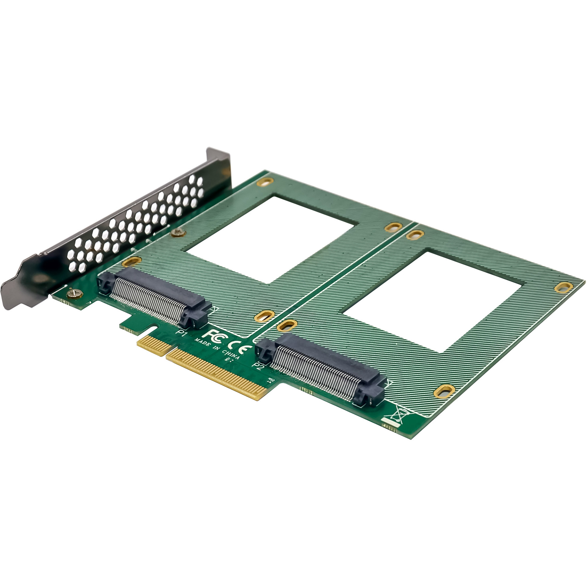 InLine® PCIe Karte zu 2x intern U.2 NVMe SFF-8639 - Bifurcation, PCIe x8, breit