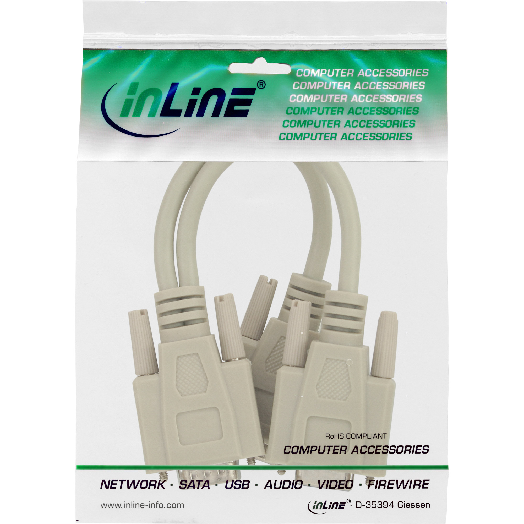 Inline® VGA Y-Adapterkabel, VGA Stecker auf 2x VGA Buchse