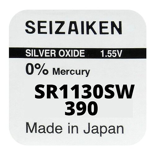 1x SR1130SW SR54 390 Silberoxid Batterie Seizaiken 1,55 V