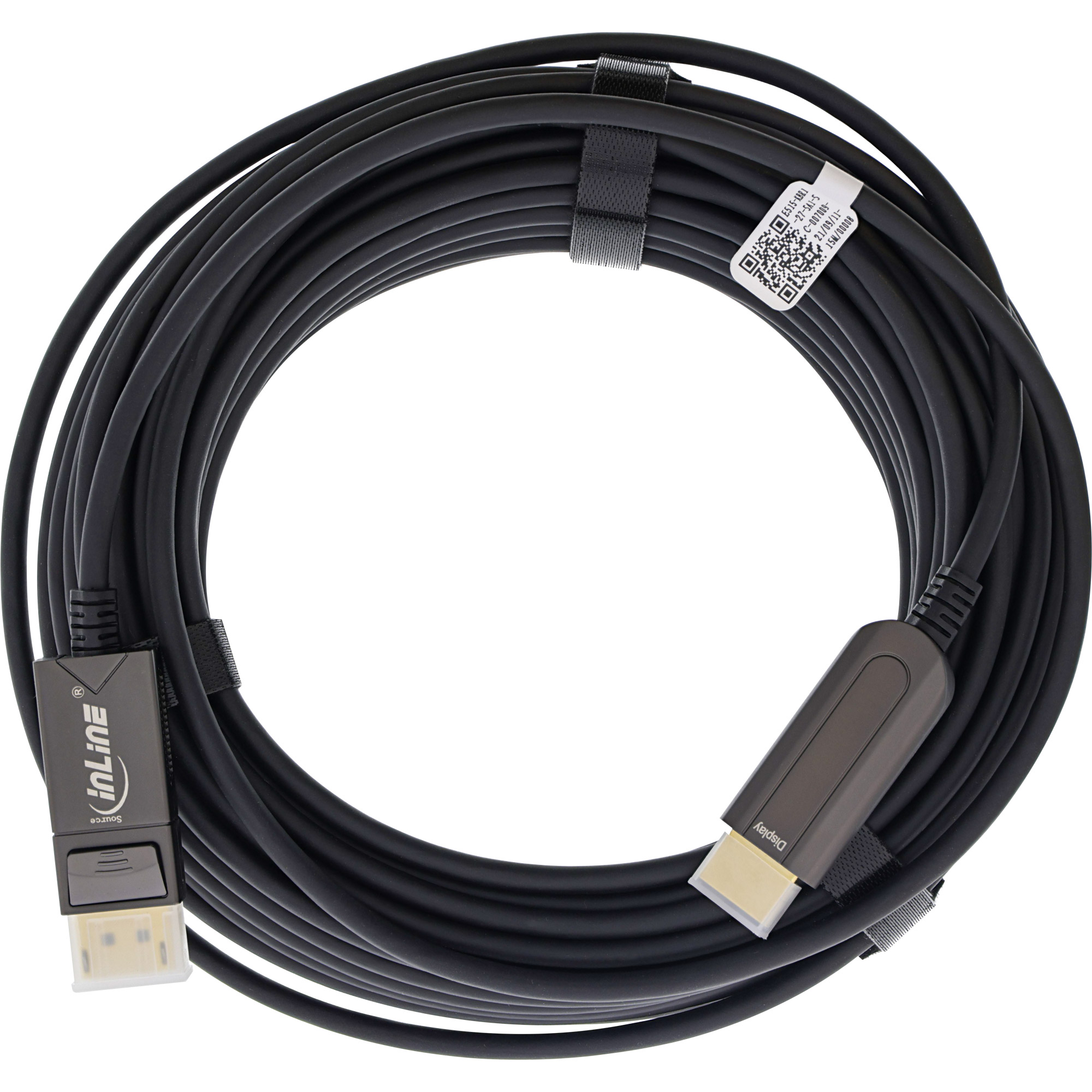 Inline® DisplayPort zu HDMI AOC Konverter Kabel, 4K/60Hz, schwarz, 15m
