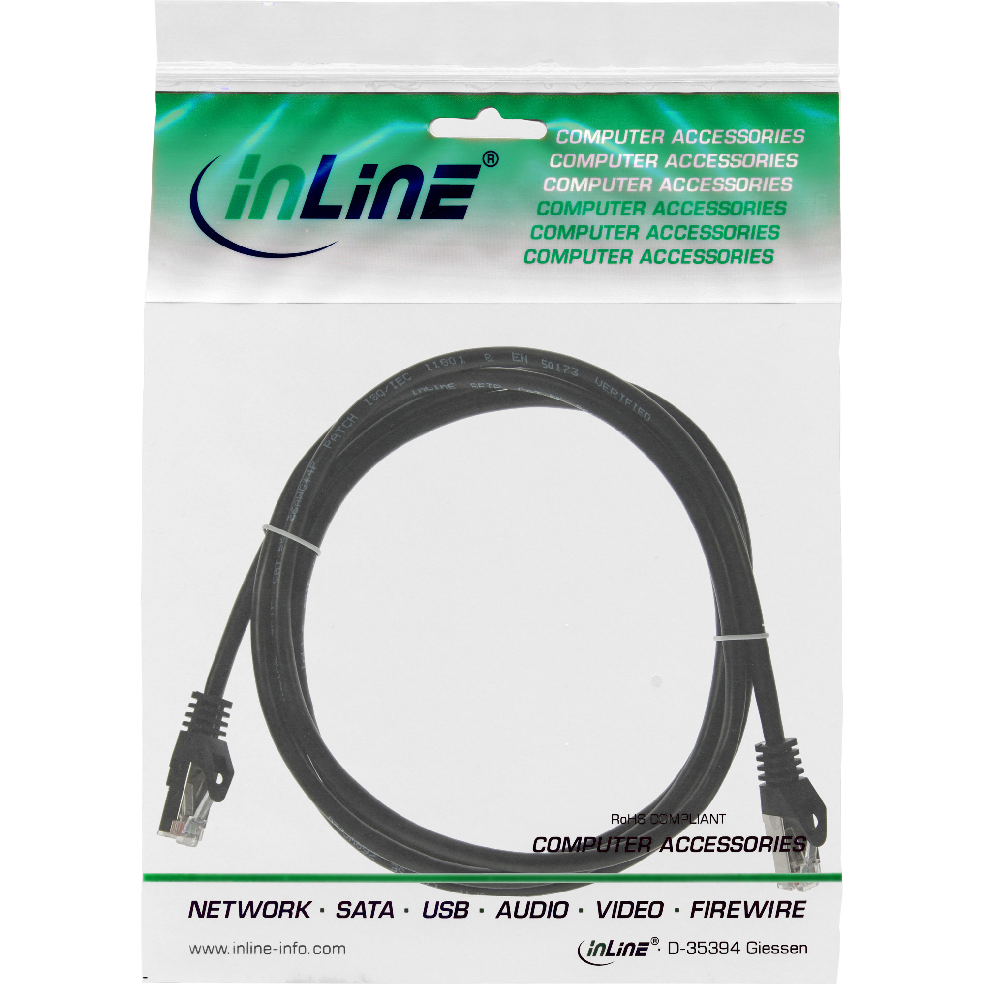 Inline® Patchkabel, F/UTP, Cat.5e, schwarz, 1m