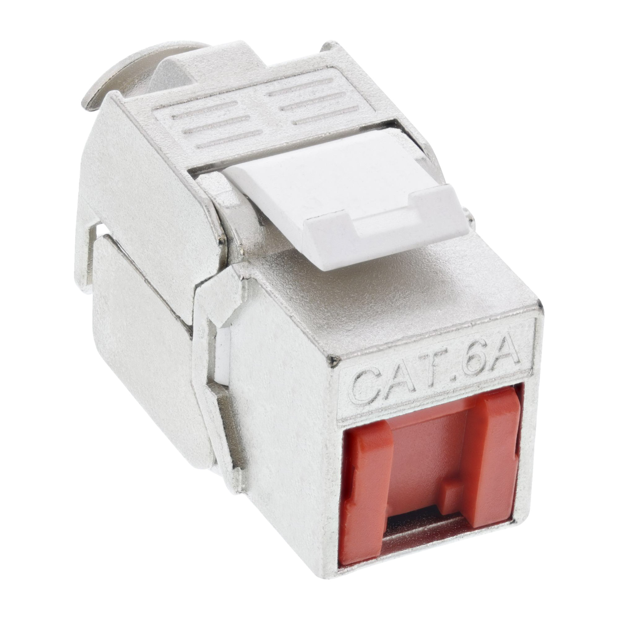 Inline® Keystone RJ45 Buchse, SNAP-In, Cat.6a, mit Staubschutz rot