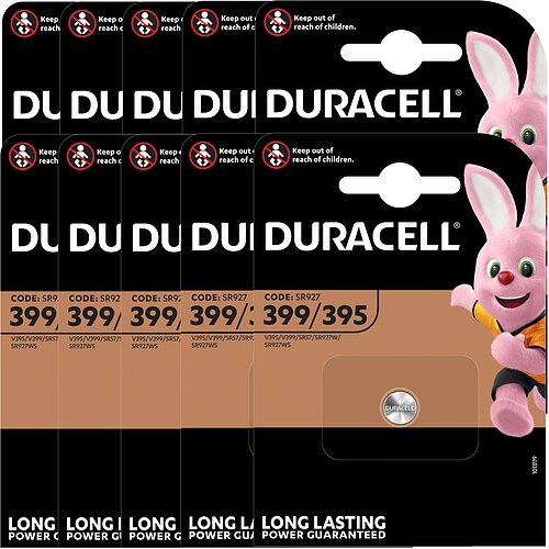 SR57 399 / 395 MultiDrain Silberoxid Batterie Duracell 395 / 399 1,55 V - 10er Verpackung