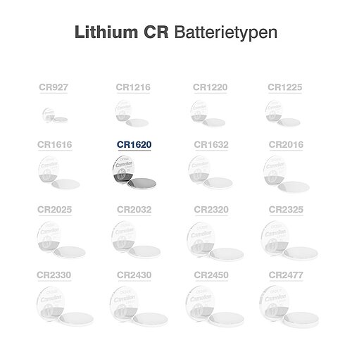 Camelion CR1620 Lithium Knopfzelle 3V - 10 Batterien - 2 x 5er Streifen