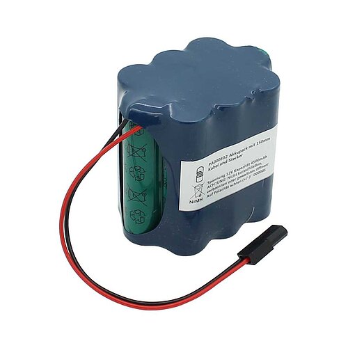 Akkupack NiMH 12V 4500mAh mit 150mm Kabel und Stecker