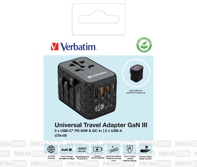Ladeadapter, Universal Travel, UTA-05, GaN III, 65W Ladeadapter, Universal Travel, UTA-05, GaN III, 65W