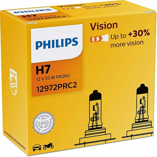 Philips H7 12V 55W PX26d Vision +30% 2 Stück