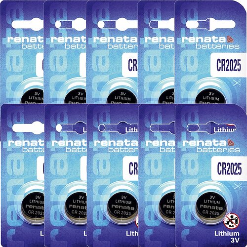 10x Renata CR2025 Lithium Knopfzelle 3V Batterie