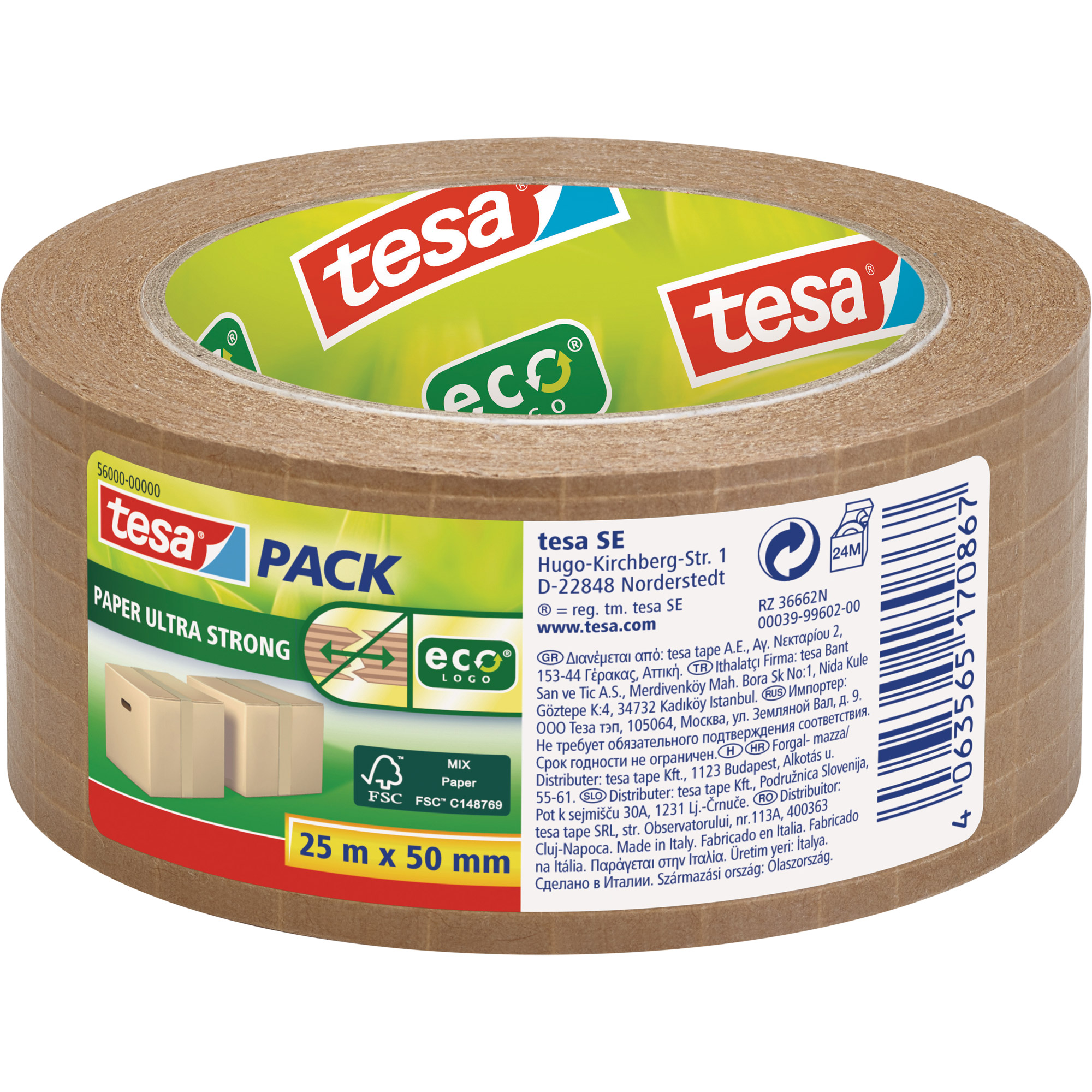 tesapack Klebeband ultra Strong Papier, fadenverstärkt, 25m tesapack Klebeband ultra Strong Papier, fadenverstärkt, 25m