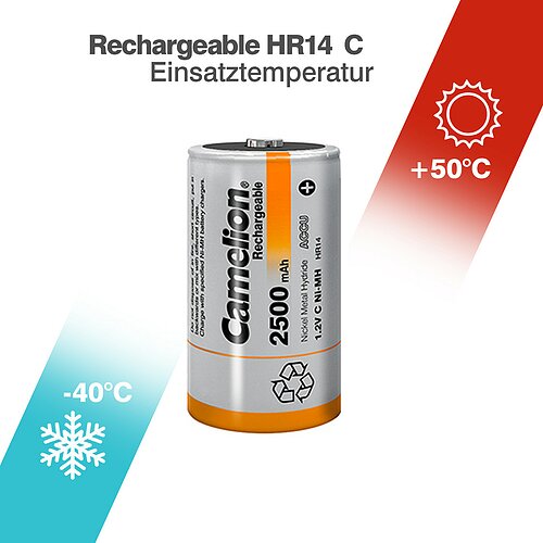 2x Camelion NiMH Baby C Akku 2500mAh HR14 Classic Akku