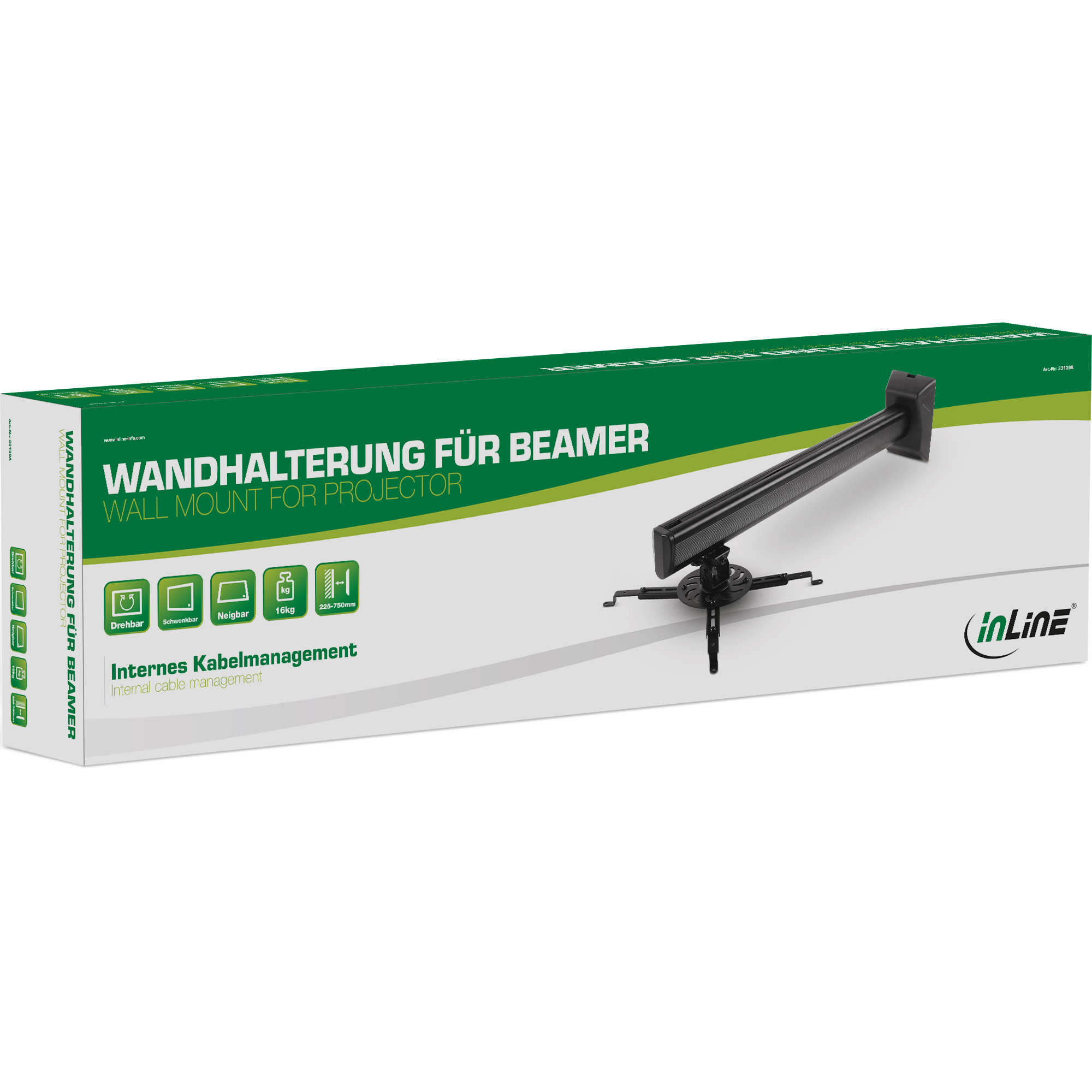 Inline® Wandhalterung für Beamer, max. 16kg