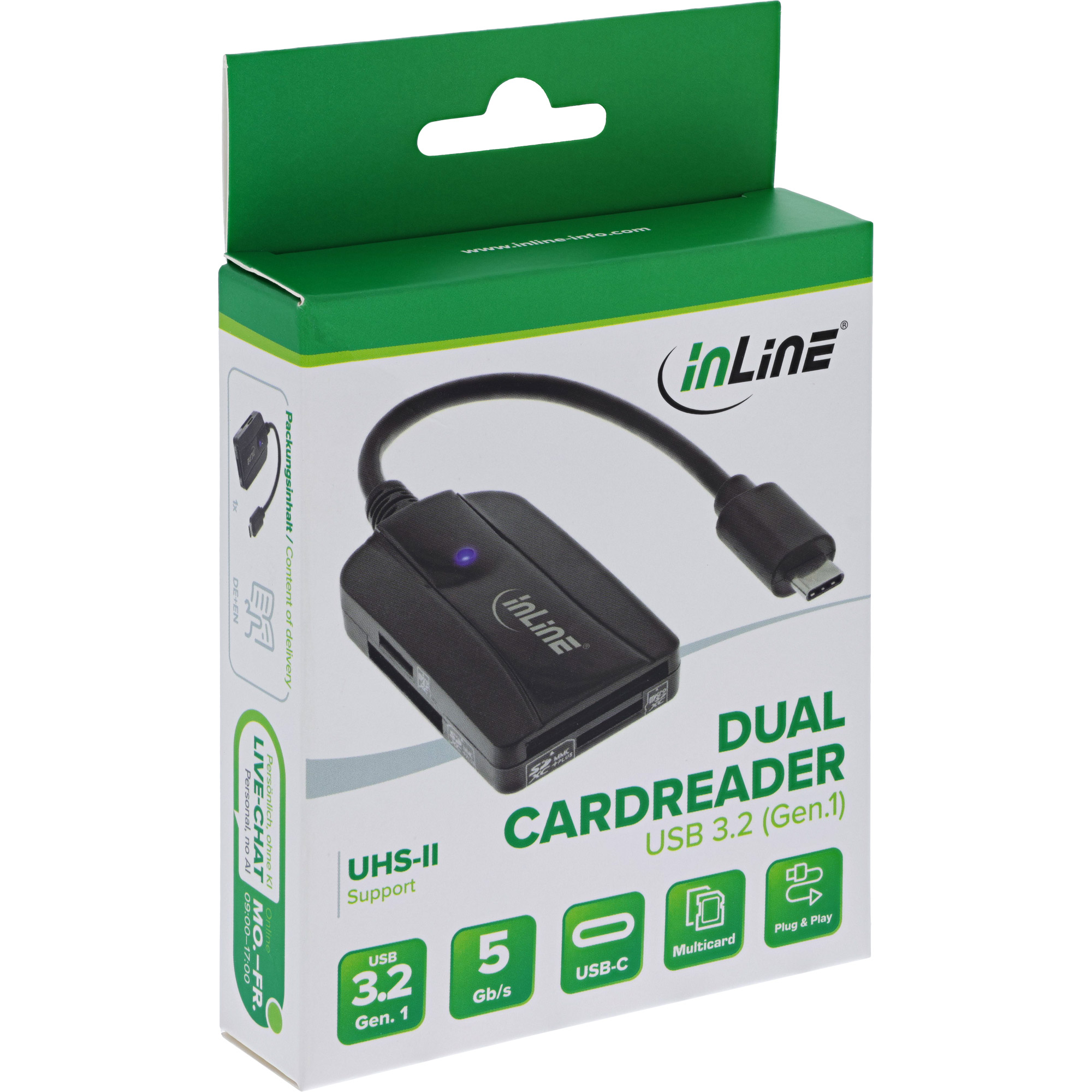 Inline® Card Reader USB 3.1 USB-C, für SD/SDHC/SDXC, microSD, UHS-II kompatibel Inline® Card Reader USB 3.1 USB-C, für SD/SDHC/SDXC, microSD, UHS-II kompatibel