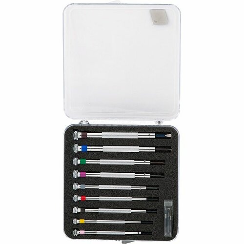 9 Uhrmacher Schraubendreher 0,6 - 3mm mit Ersatzklingen