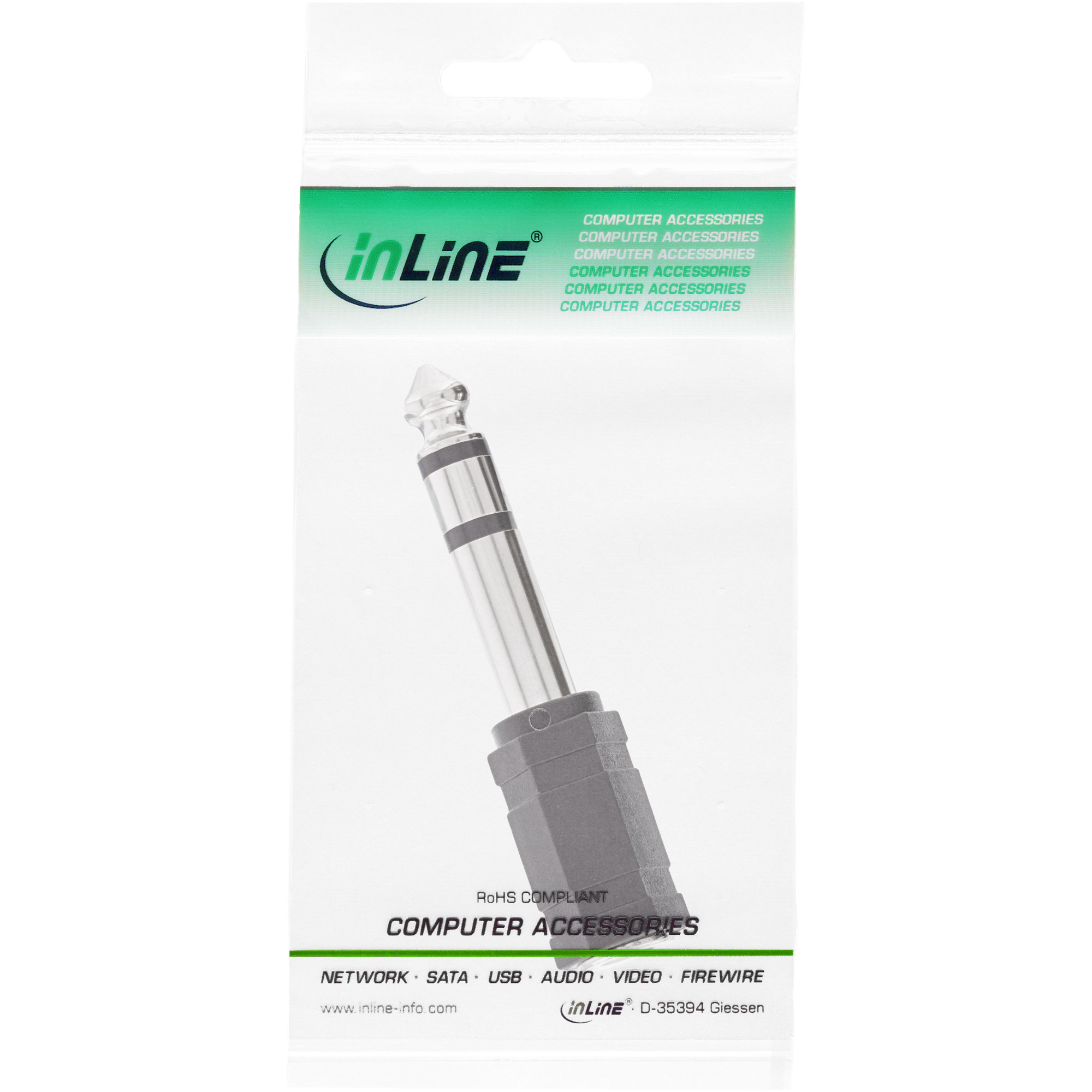 Inline® Audio Adapter, 6,3mm Klinke Stecker an 3,5mm Klinke Buchse, Stereo Inline® Audio Adapter, 6,3mm Klinke Stecker an 3,5mm Klinke Buchse, Stereo
