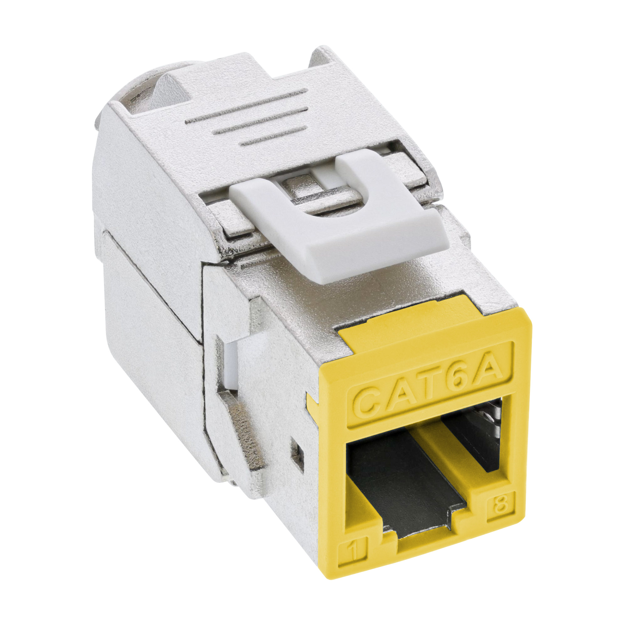 8x Inline® Keystone RJ45 Buchse, geschirmt, Cat.6A, gelb