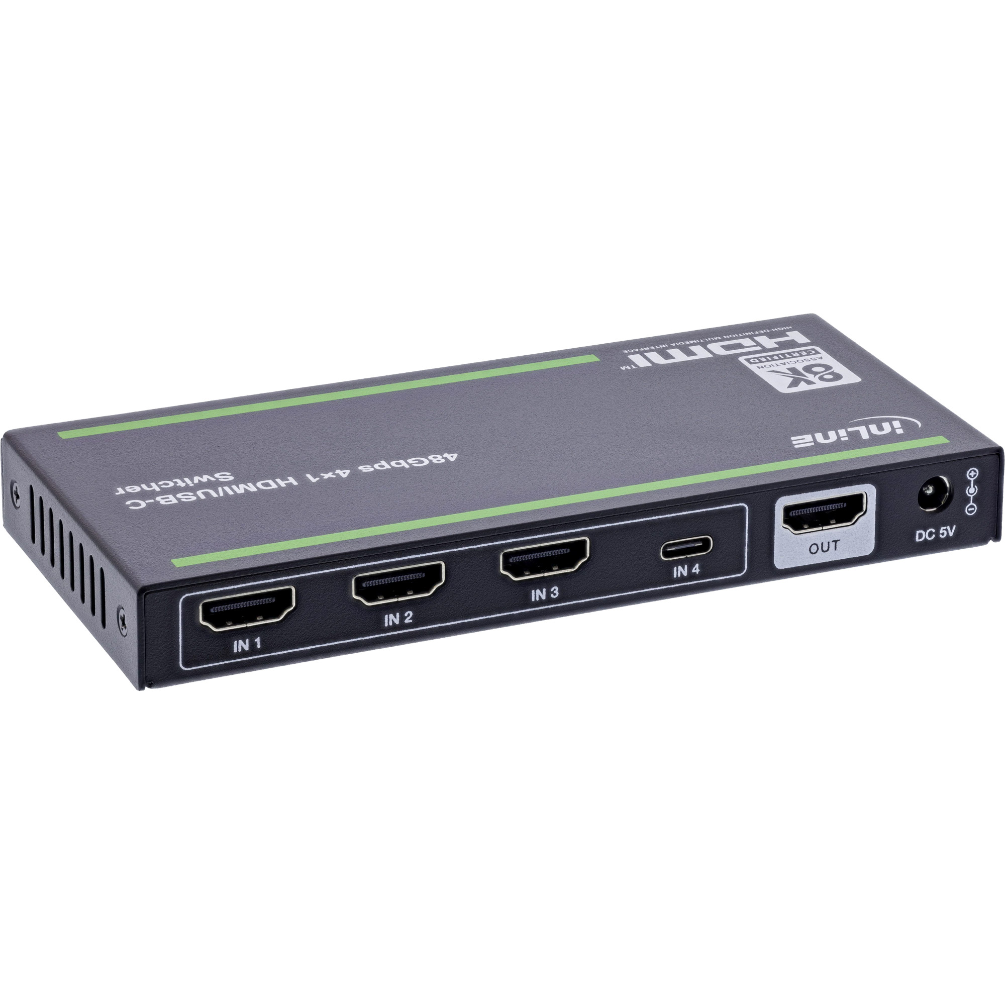 InLine® HDMI Switch, 4-fach, 48Gb/s, 8K@60Hz, mit USB-C