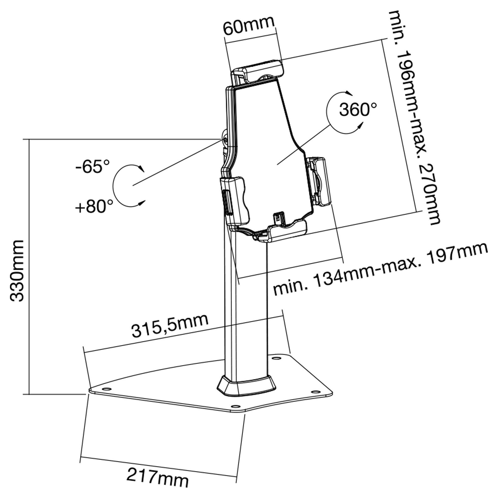 Inline® Tablet-Thekenhalterung zur Präsentation, abschließbar, für 7,9"-10,1"