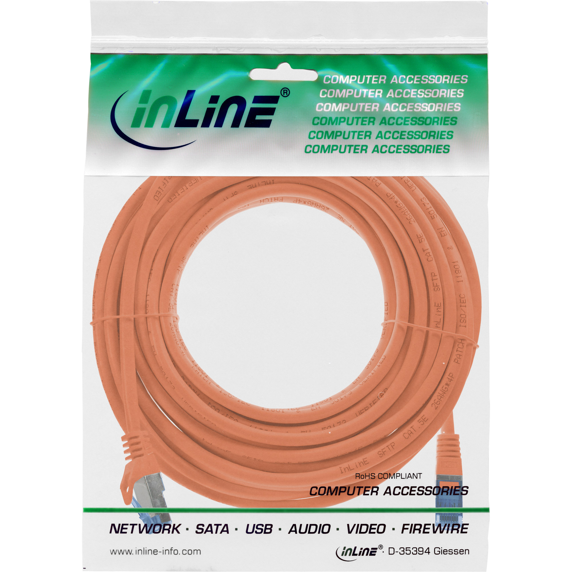 InLine® Patchkabel, Cat.6A, S/FTP, TPE (LSZH), CCA, orange, 7,5m InLine® Patchkabel, Cat.6A, S/FTP, TPE (LSZH), CCA, orange, 7,5m