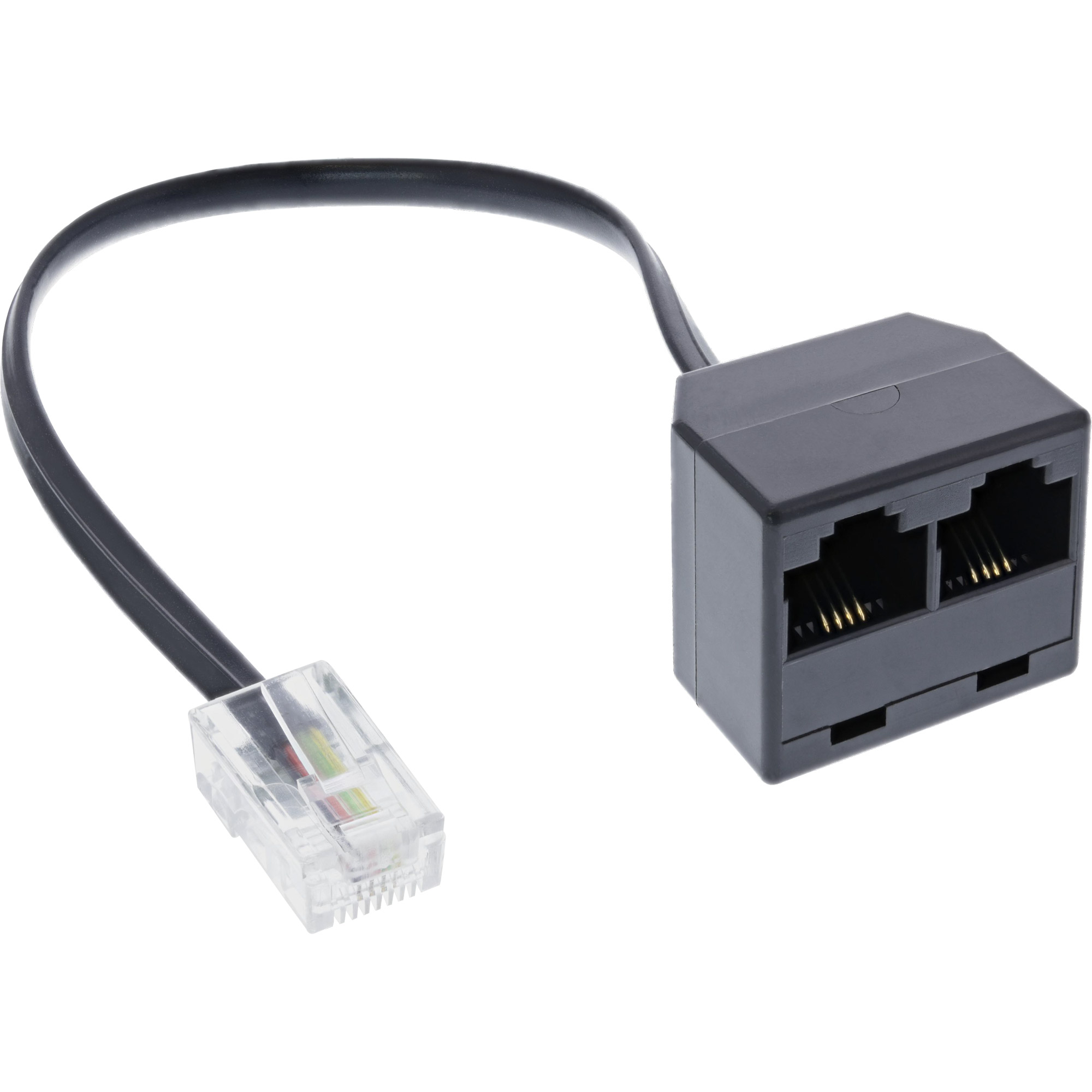0.15m - Inline® ISDN Verteiler 1x RJ45 ST / 2x RJ45 BU, (8P4C), o. Endwiederstände