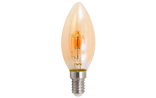 LED Filament Kerzenlampe McShine ''Retro'' E14, 1W, 90lm, warmweiß, goldenes Glas