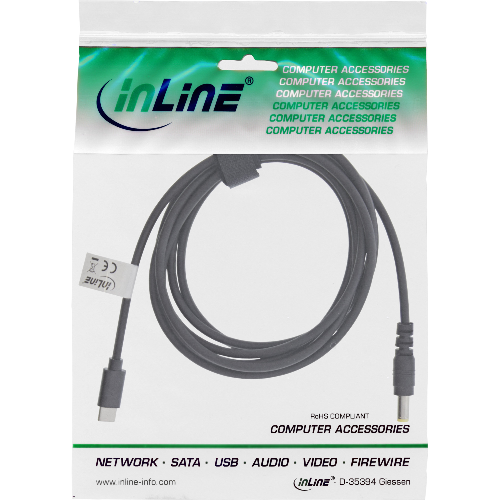 Inline® USB-C zu ASUS/Lenovo Notebook (rund) Ladekabel, 2m