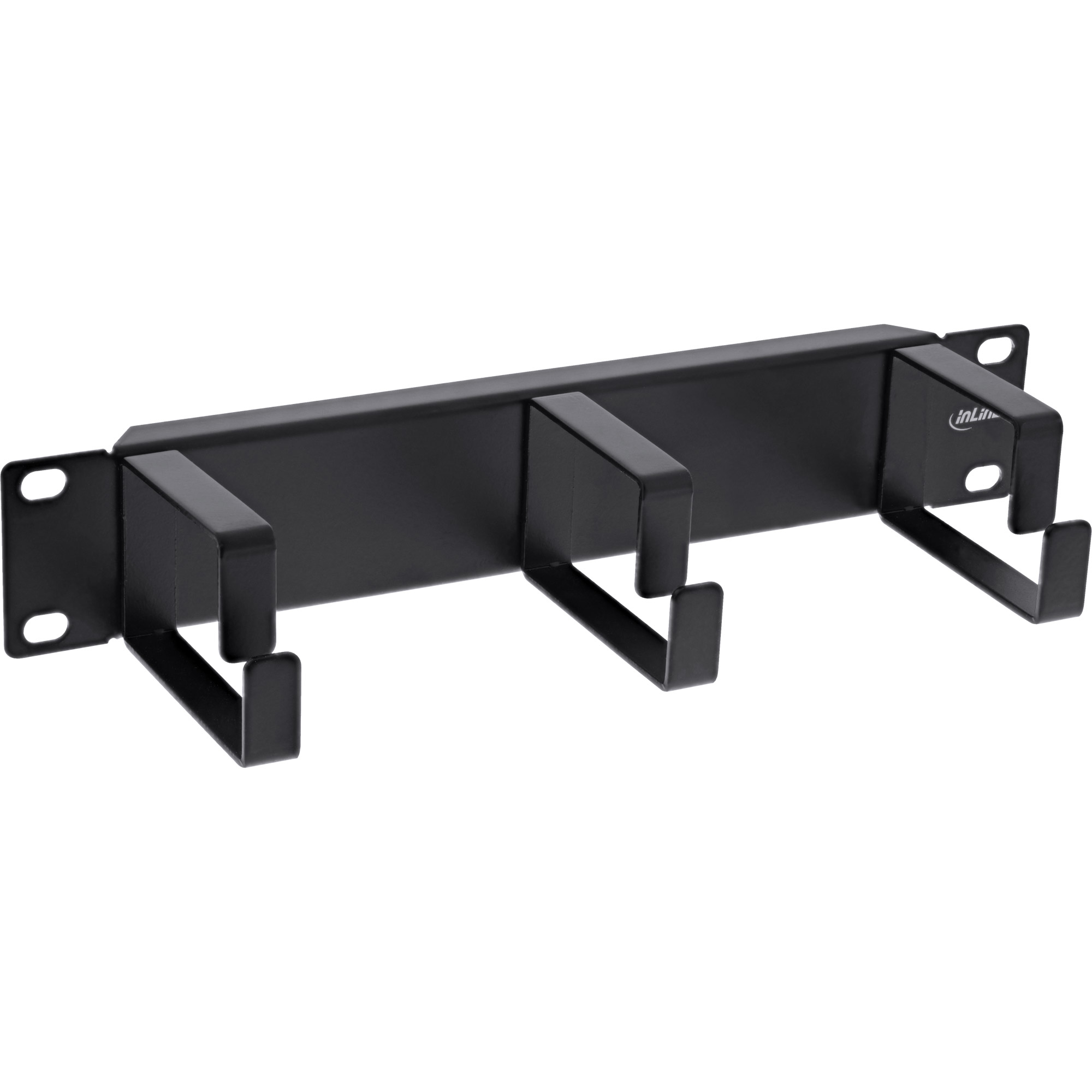 Inline® 10" Kabelführungspanel, 3 Bügel, RAL 9005, schwarz