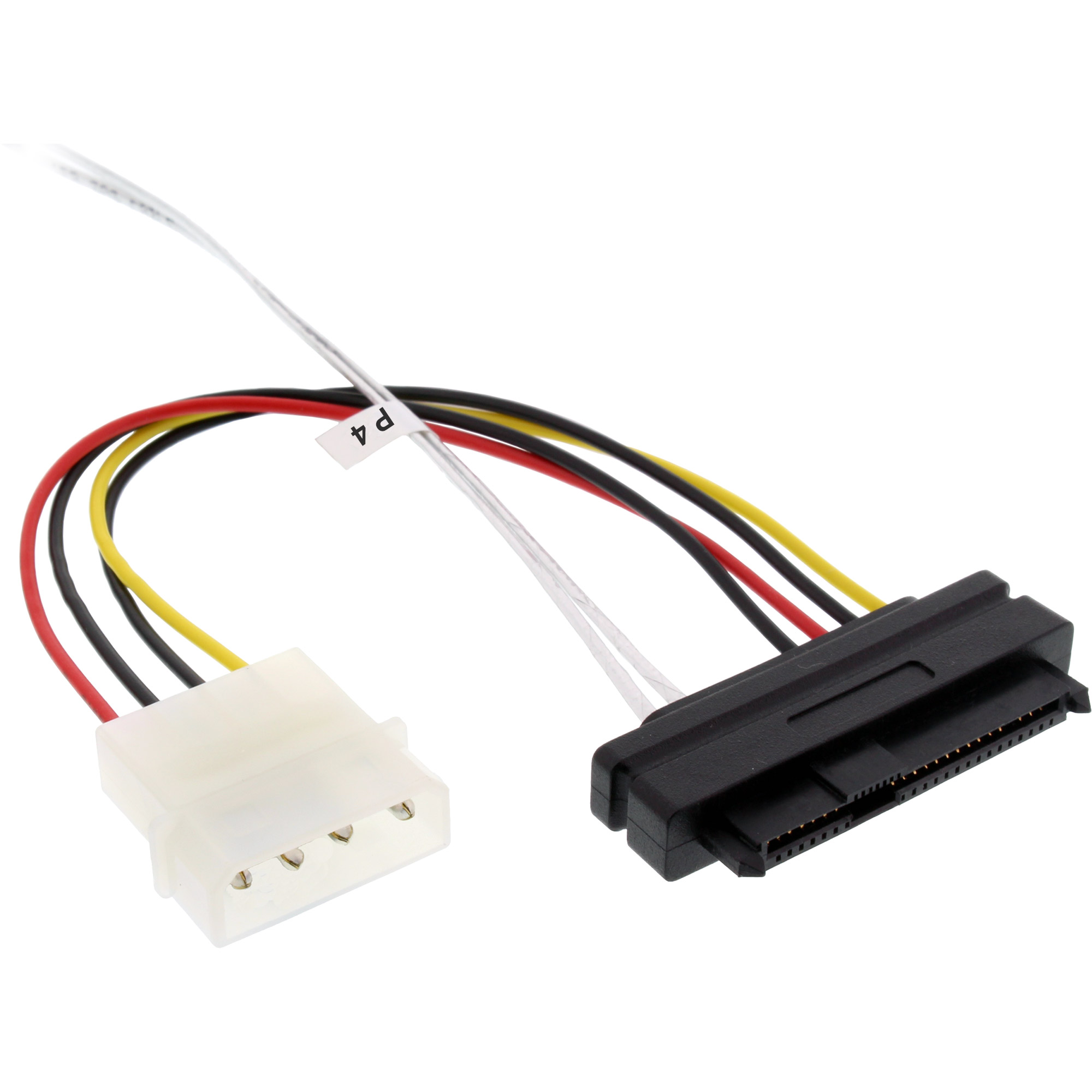 Inline® Mini SAS HD Kabel, SFF-8643 gewinkelt zu 4x SFF-8482 + Strom, 1m