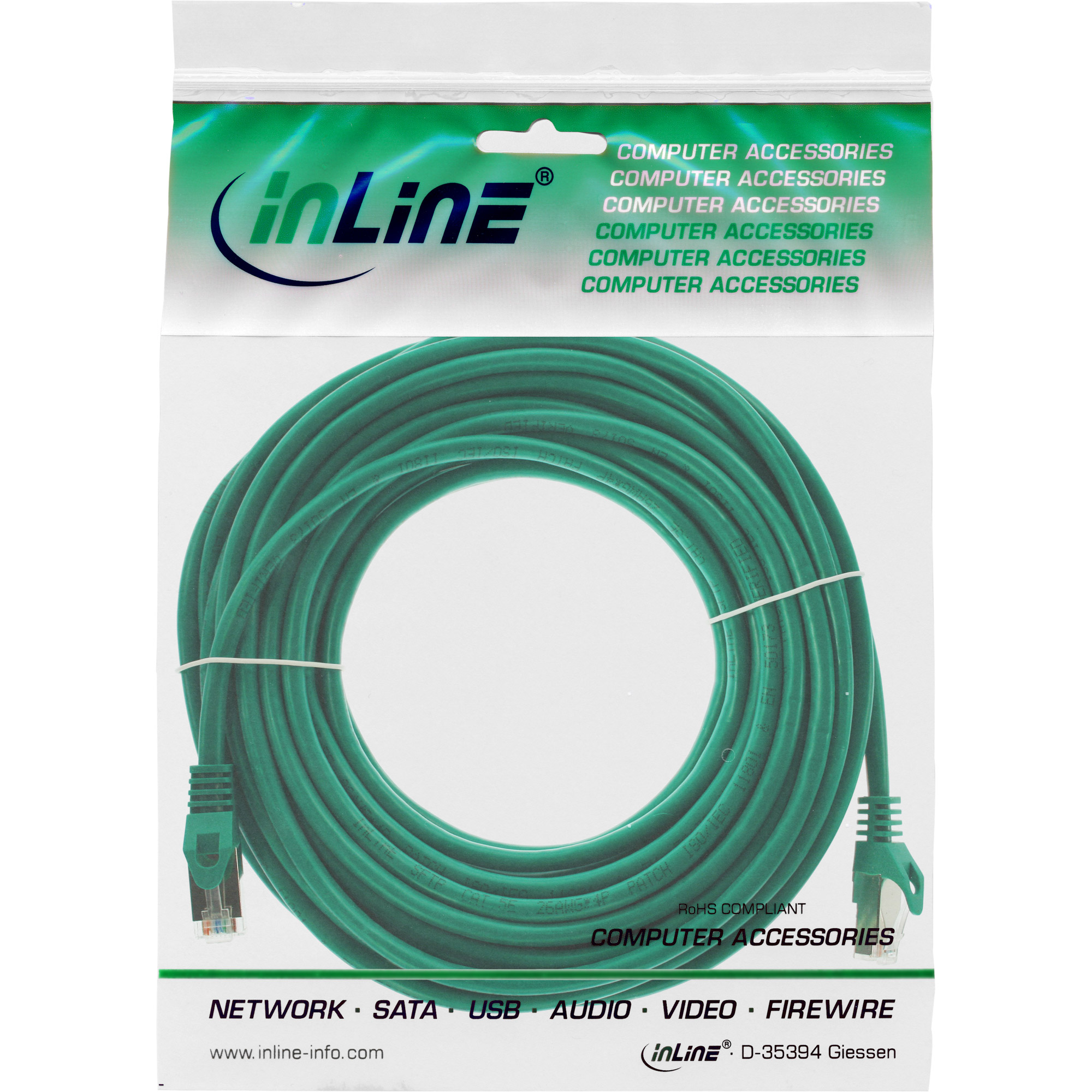 Inline® Patchkabel, SF/UTP, Cat.5e, grün, 20m