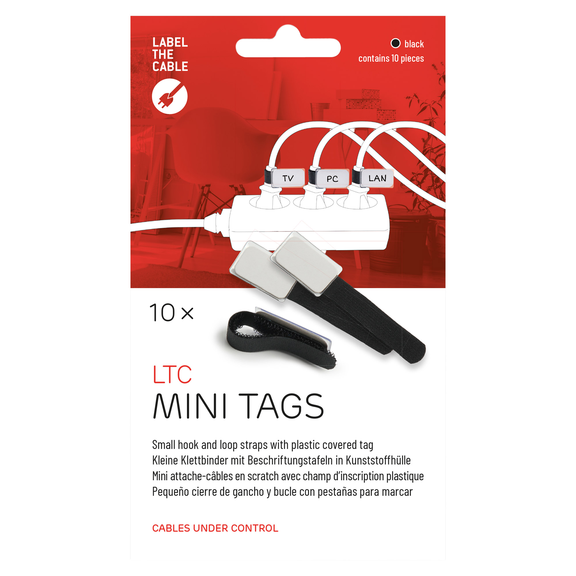 Label-The-Cable Mini, LTC 2510, 10er Set schwarz