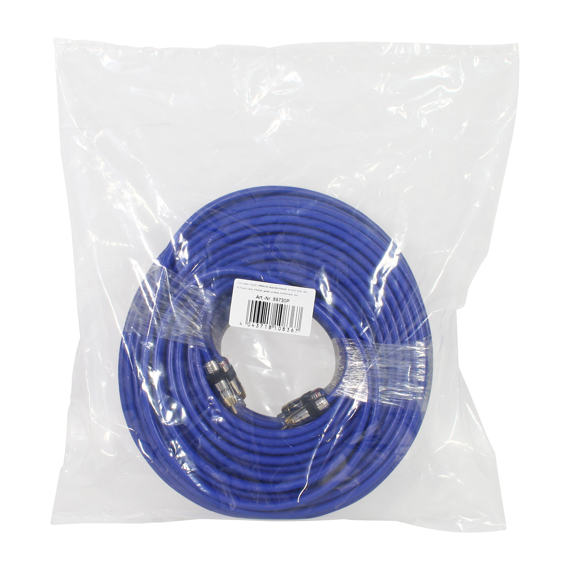 25m - Inline® Cinch Kabel AUDIO, PREMIUM, 2x Cinch Stecker / Stecker
