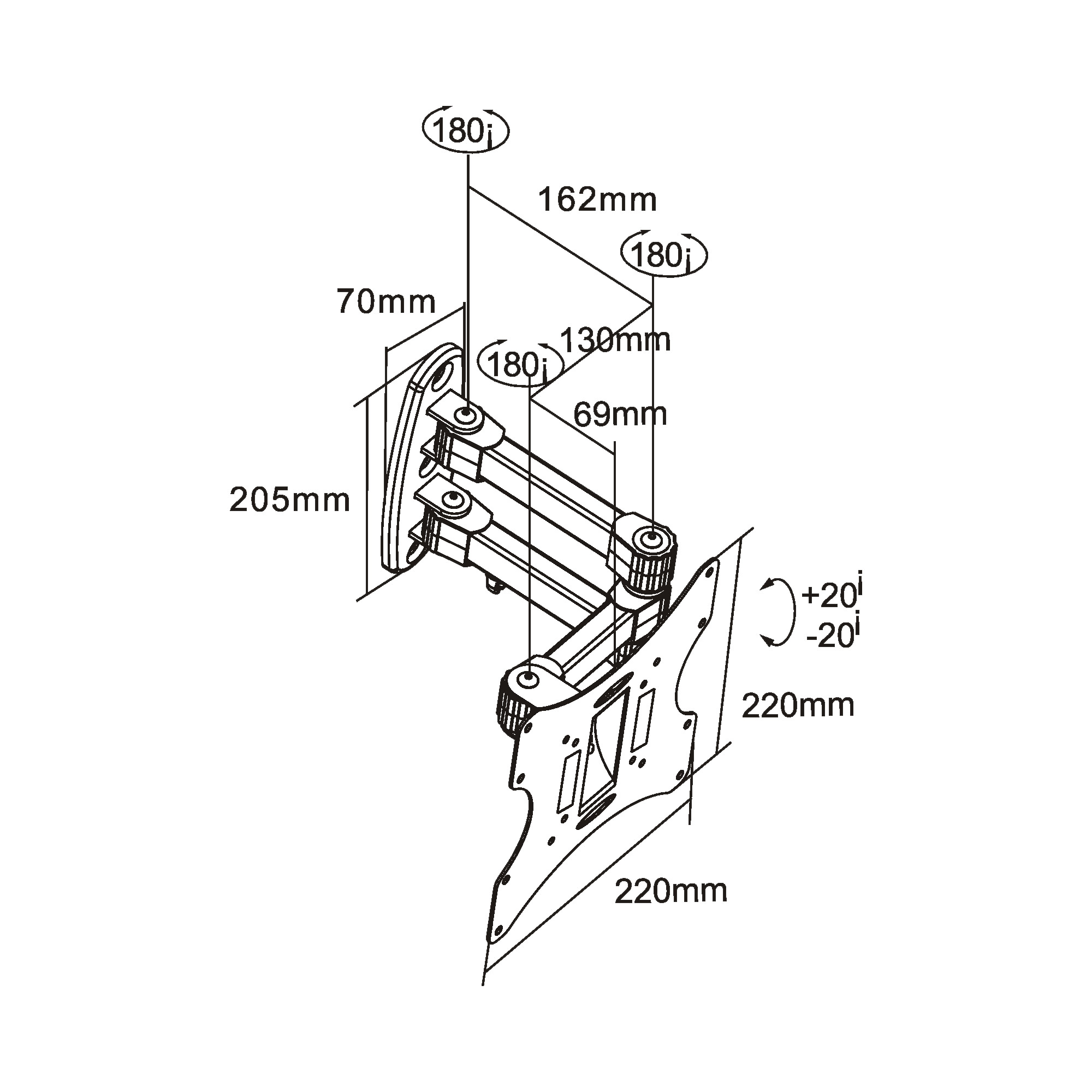 Inline® Wandhalterung für TFT/LCD/LED/Plasma, 58-107cm (23-42"), max. 30kg