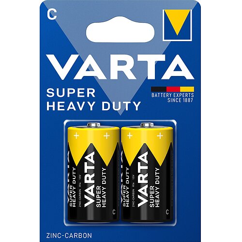 2x Varta Super Heavy Duty Baby C R14 Zink Kohle Batterie
