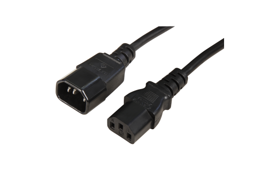 Netz-Verlängerungskabel, 1,8 m Kaltgeräte-Stecker/Kupplung, schwarz