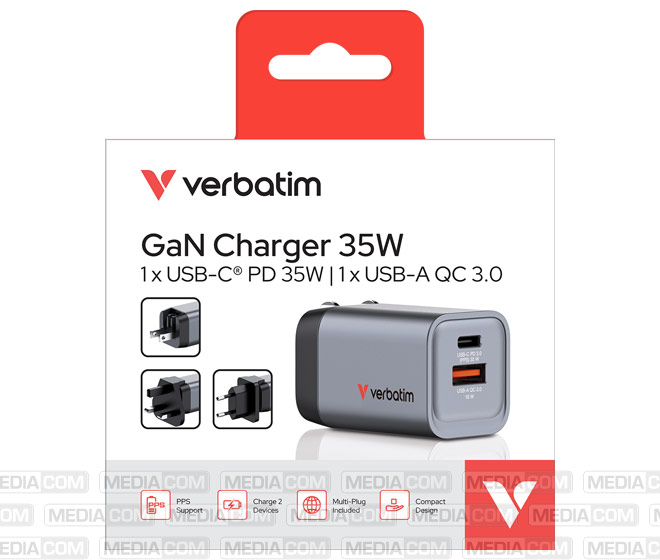 Ladeadapter, Universal, GNC-35, GaN, 35W, grau