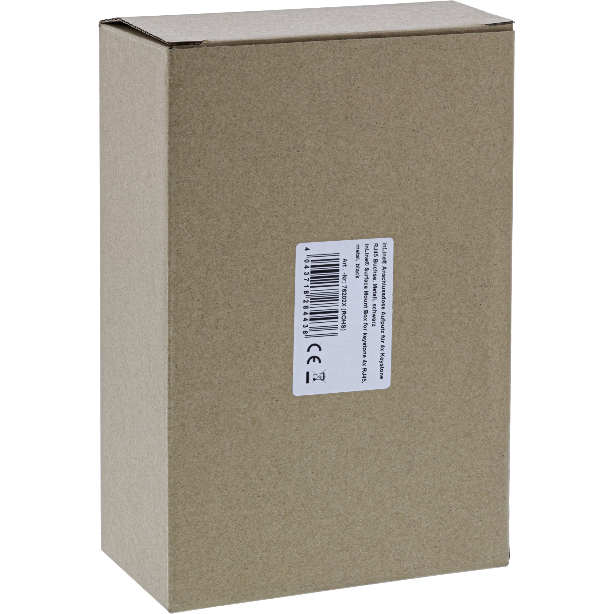 Inline® Anschlussdose Aufputz für 4x Keystone RJ45 Buchse, Metall, schwarz