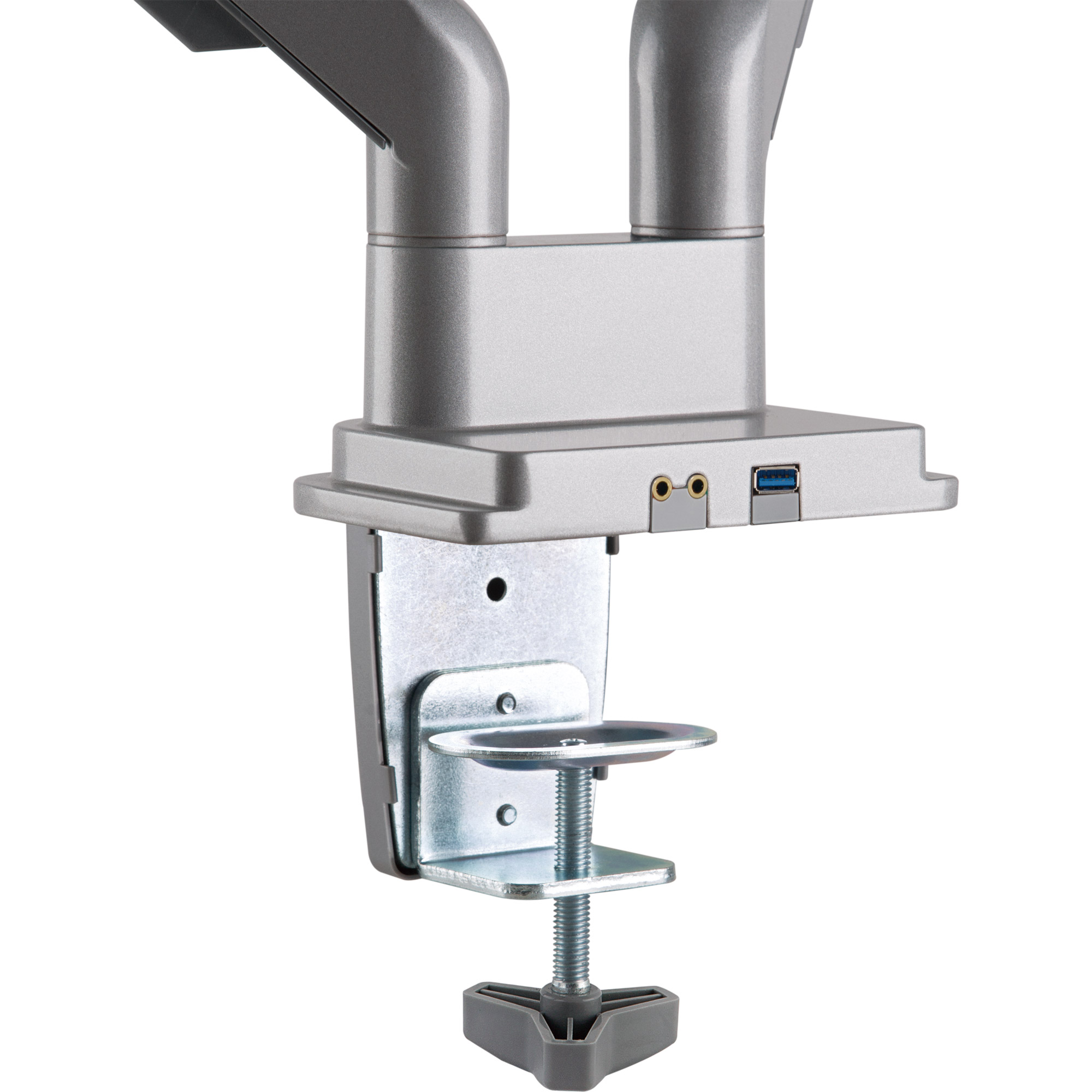 Inline® Tischhalterung mit Lifter & USB/Audio, 2 Monitore bis 81cm (32"),silber