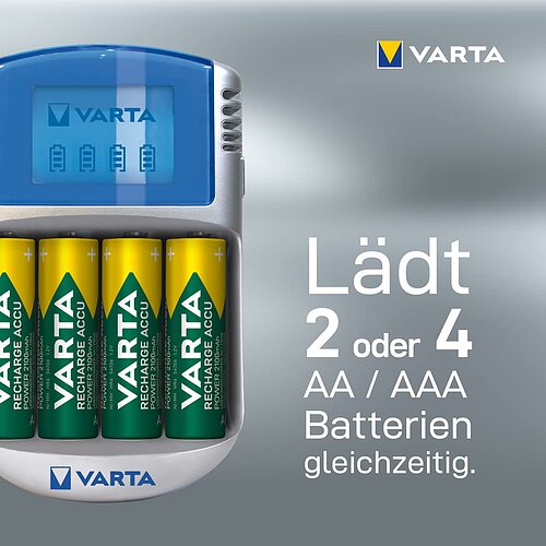NiMH Akku LCD Ladegerät 1,4A Varta 57070 für AA Mignon AAA Micro