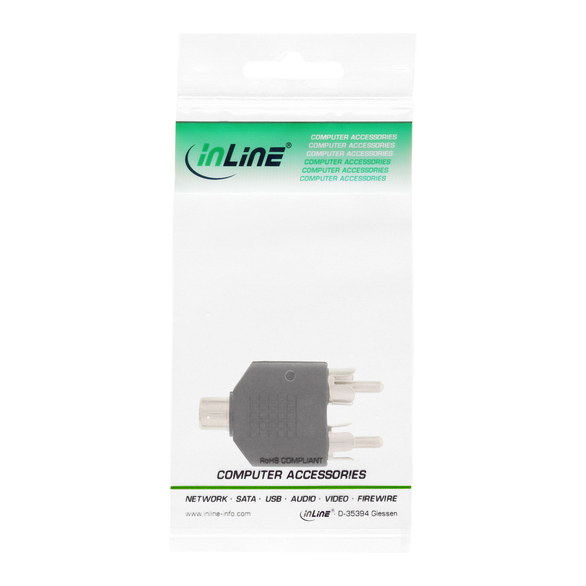 Inline® Audio Adapter, Cinch Buchse an 2x Cinch Stecker Inline® Audio Adapter, Cinch Buchse an 2x Cinch Stecker