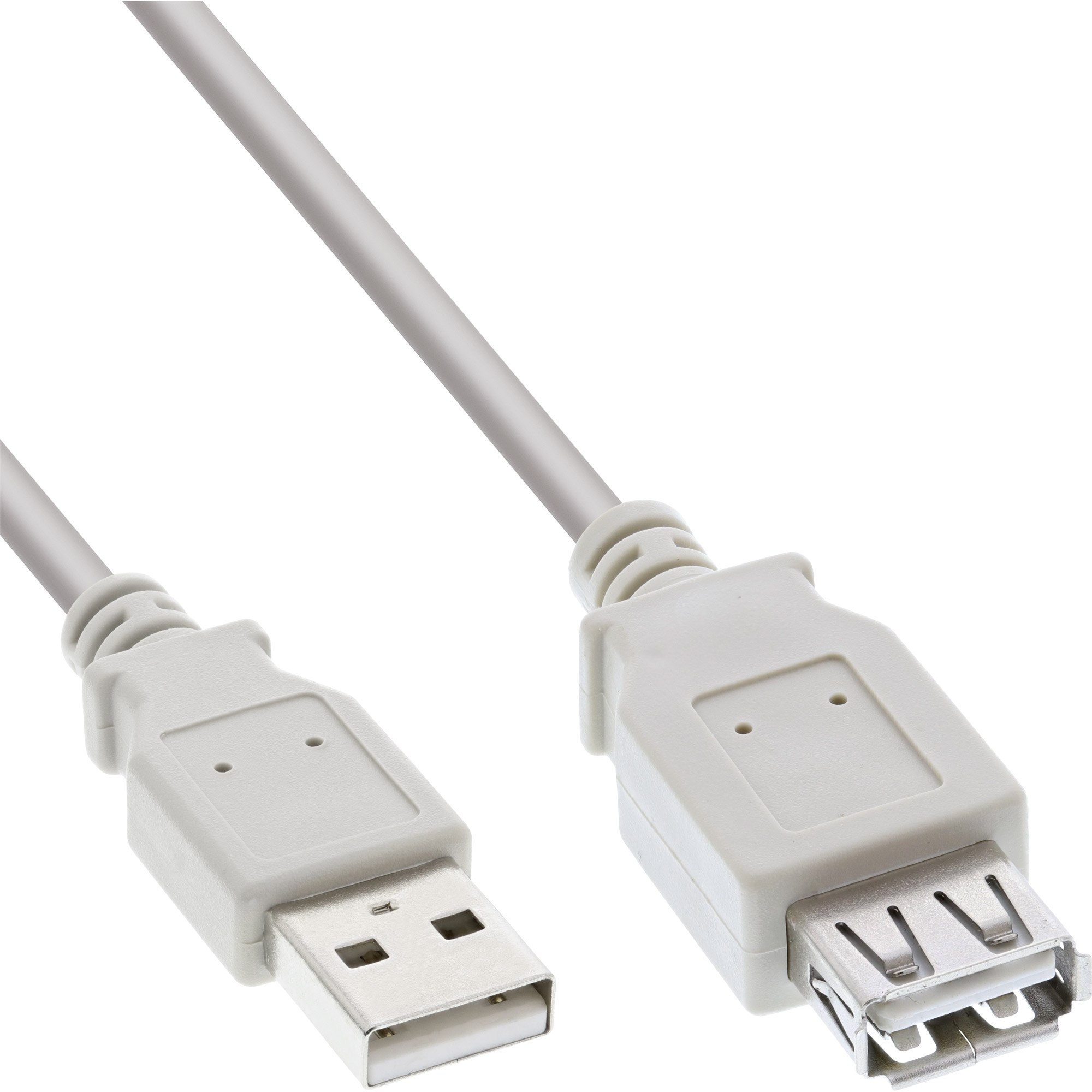 Inline® USB 2.0 VerLängerung, Stecker / Buchse, Typ A, beige, 0,3m