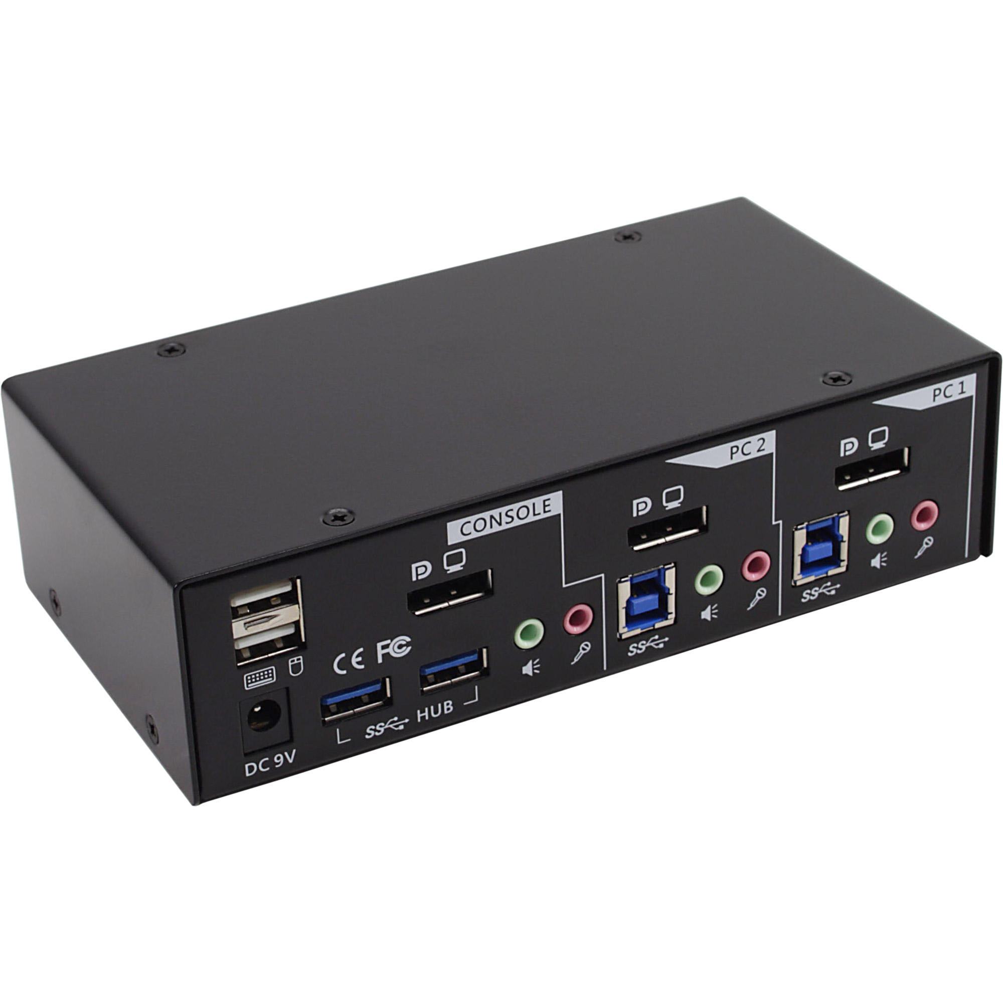 Inline® KVM Desktop Switch, 2-fach, DisplayPort, USB 3.0 Hub, mit Audio