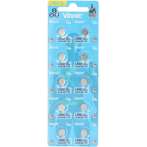 10x Vinnic AG1 LR60 LR621 364 1.5V Alkaline Knopfzelle