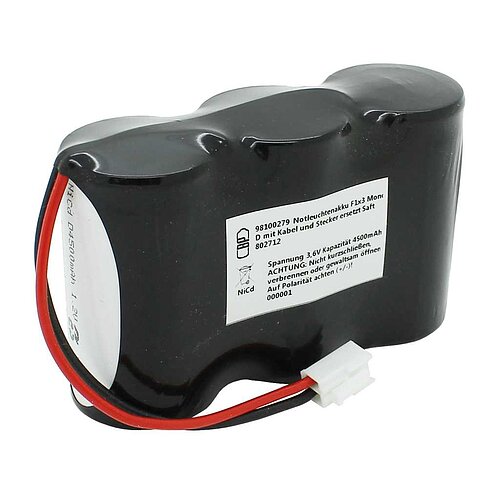 Notleuchtenakku NiCd 3,6V 4500mAh F1x3 Mono D mit 100mm Kabel und Stecker ersetzt Saft 802712 Notleuchtenakku NiCd 3,6V 4500mAh F1x3 Mono D mit 100mm Kabel und Stecker ersetzt Saft 802712