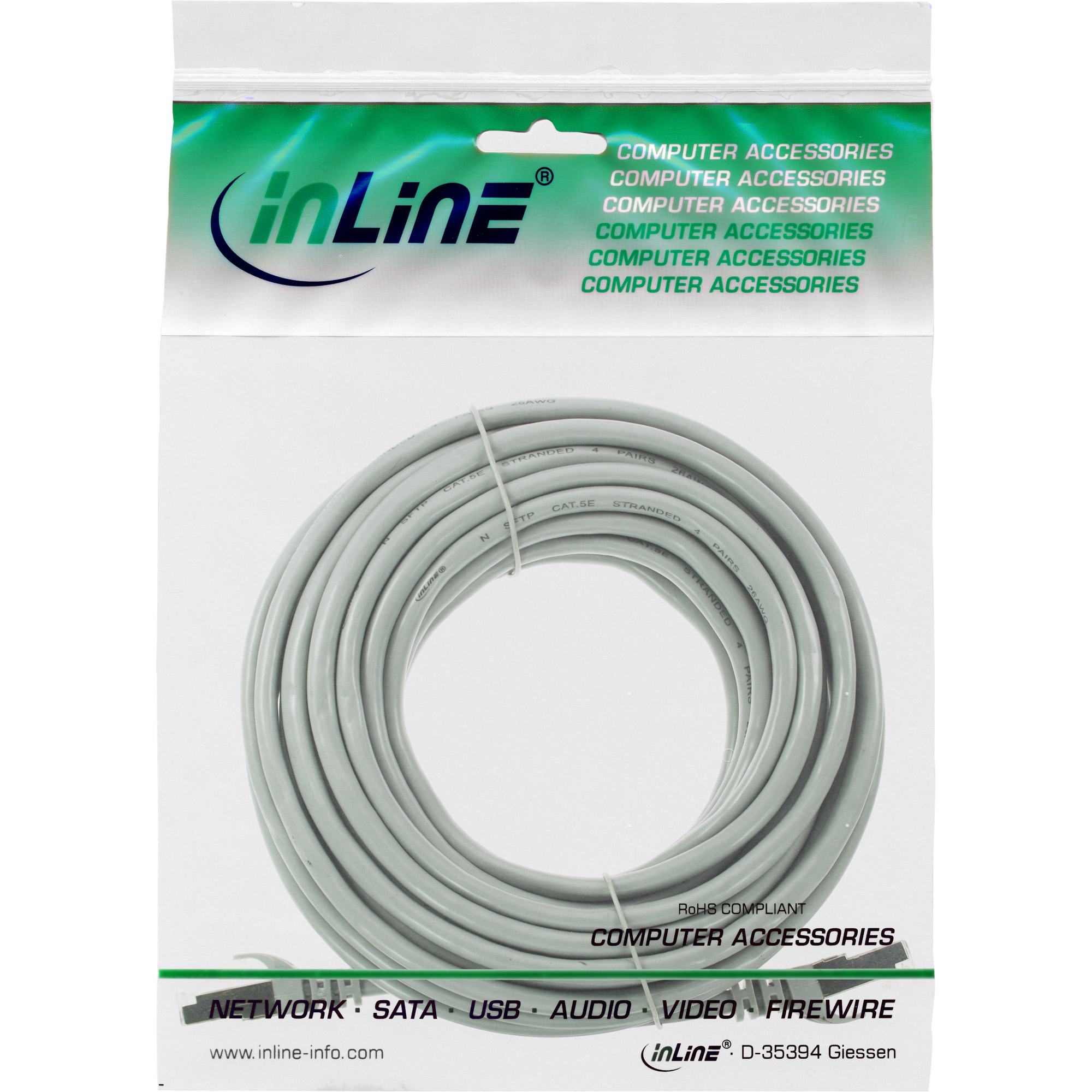 Inline® Patchkabel, U/UTP, Cat.5e, grau, 10m