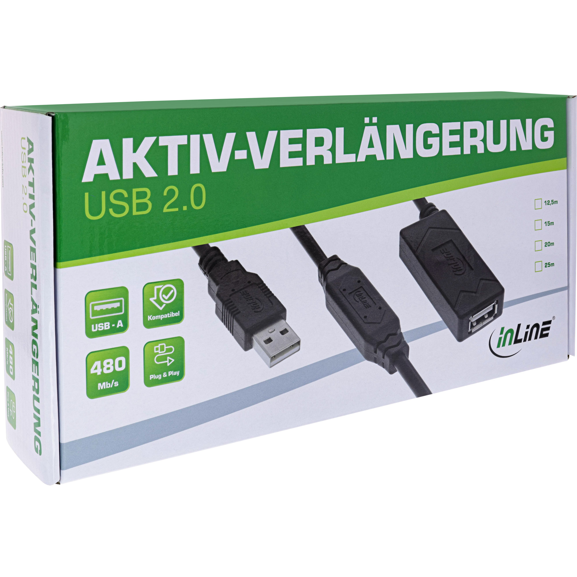 InLine® USB 2.0 Aktiv-Verlängerung, USB-A Stecker/Buchse, 25m InLine® USB 2.0 Aktiv-Verlängerung, USB-A Stecker/Buchse, 25m