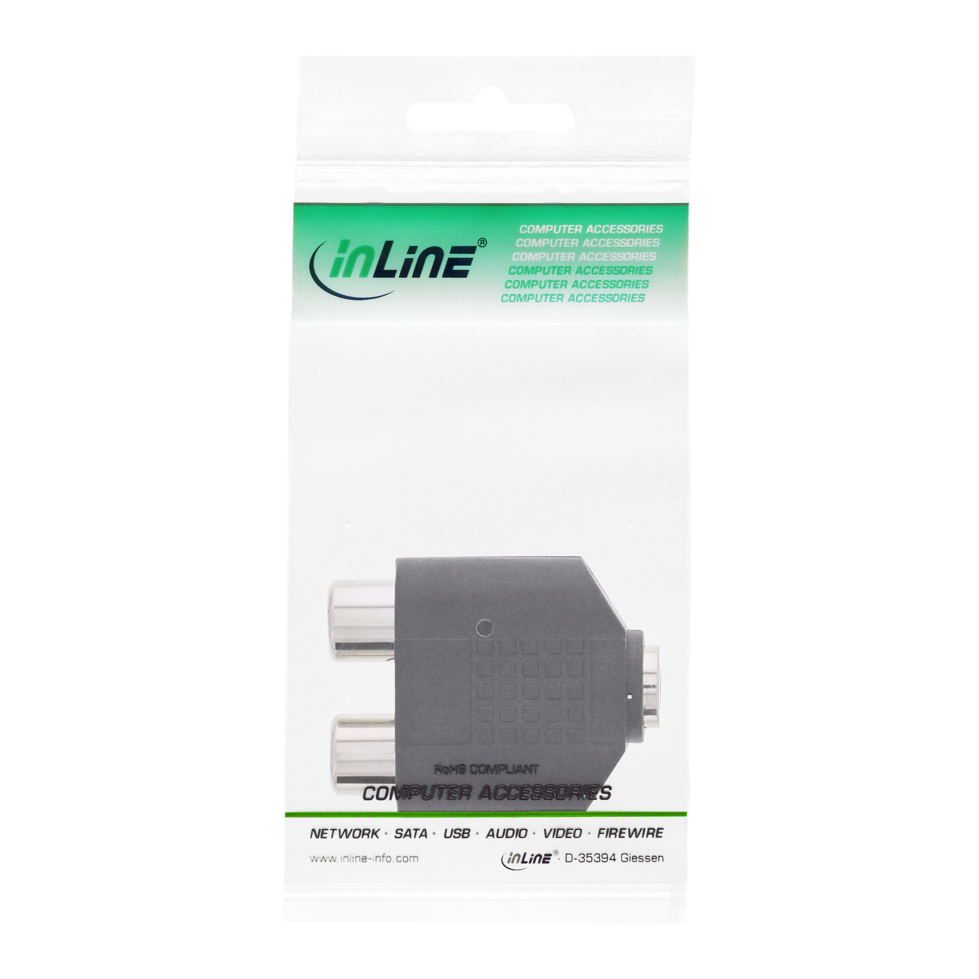 Inline® Audio Adapter, 3,5mm Klinke Buchse Stereo an 2x Cinch Buchse