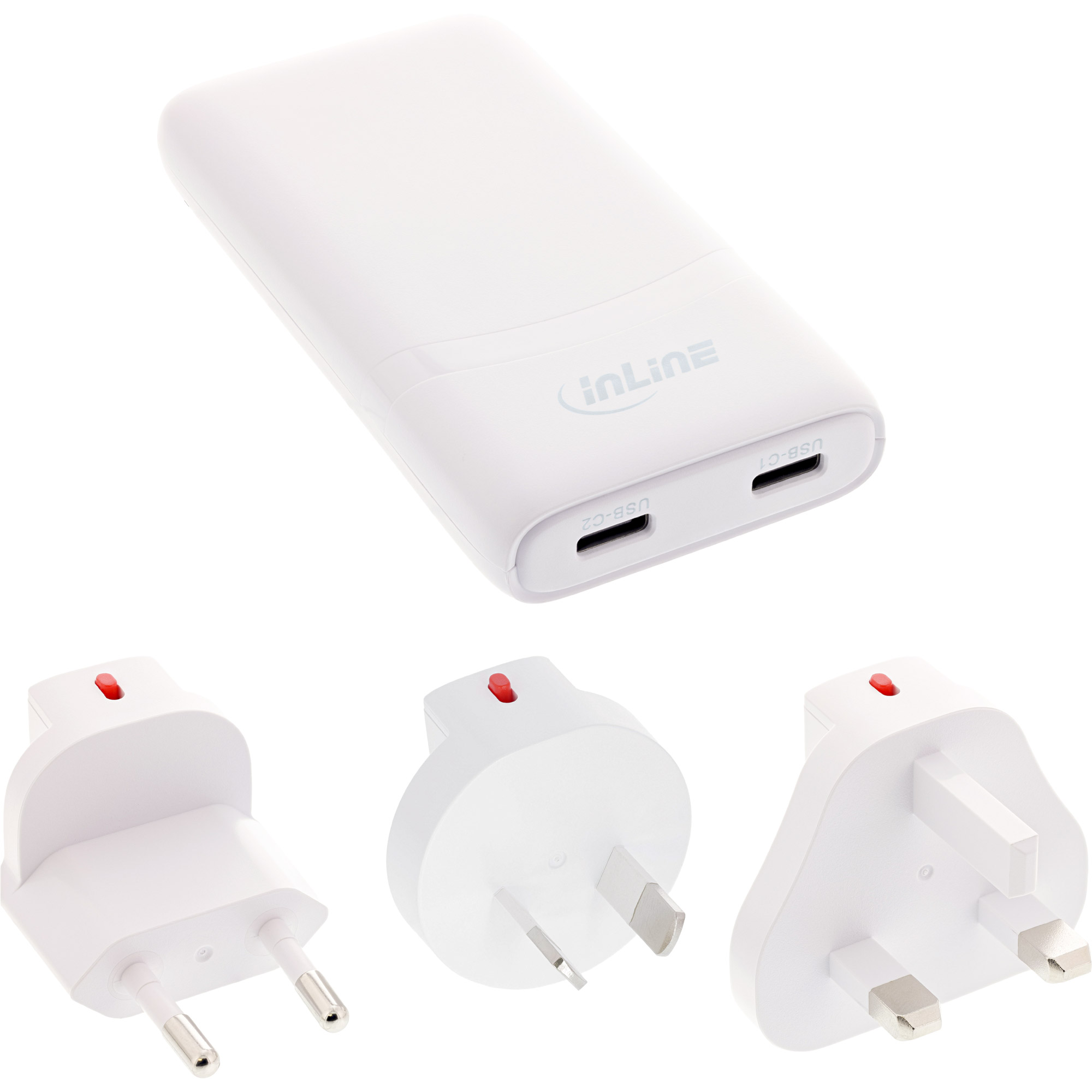 InLine® USB Reise-Netzteil Ladegerät, Dual USB-C, PD, PPS, 65W, flach, weiß InLine® USB Reise-Netzteil Ladegerät, Dual USB-C, PD, PPS, 65W, flach, weiß