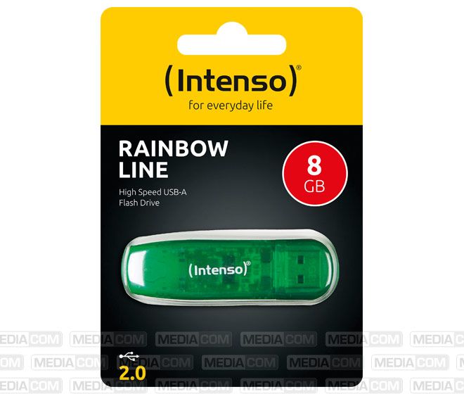 Intenso USB 2.0 Stick 8GB, Rainbow Line, grün